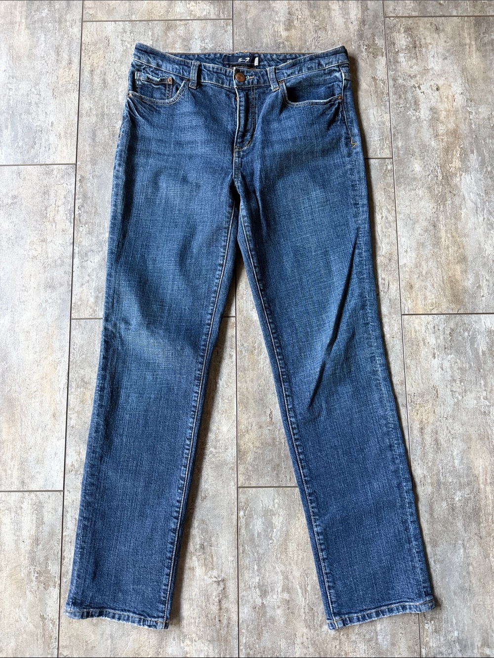 Classic Seven 7 Blue Women's Straight-Leg Jeans